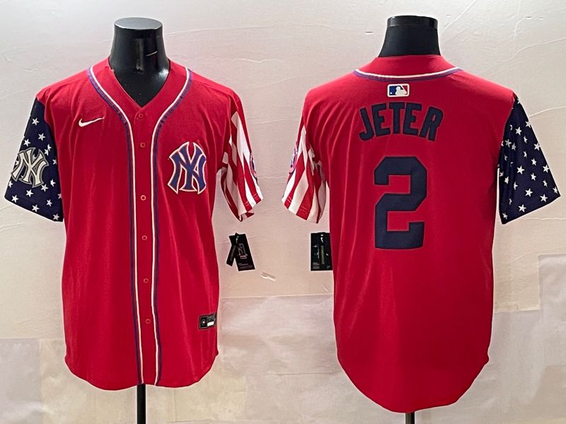 Men New York Yankees #2 Jeter Red a generation of national flags Jointly Name 2025 Nike MLB Jersey style 6